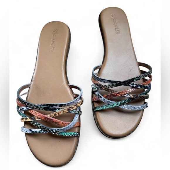 Madewell The Tracie Crisscross Slide Sandal in Snake Embossed Leather 9.5 - Picture 1 of 7